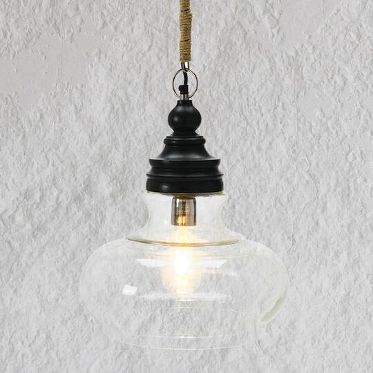 Hello Honey® 15" Glass & Mango Wood Pendant Light
